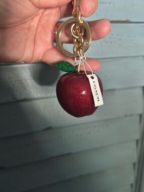 Coach Red Glitter Apple Bag Charm Key Fob 32214 NWT